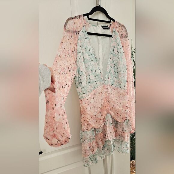 PrettyLittleThing Pink and Green Floral Dress - Picture 4 of 4